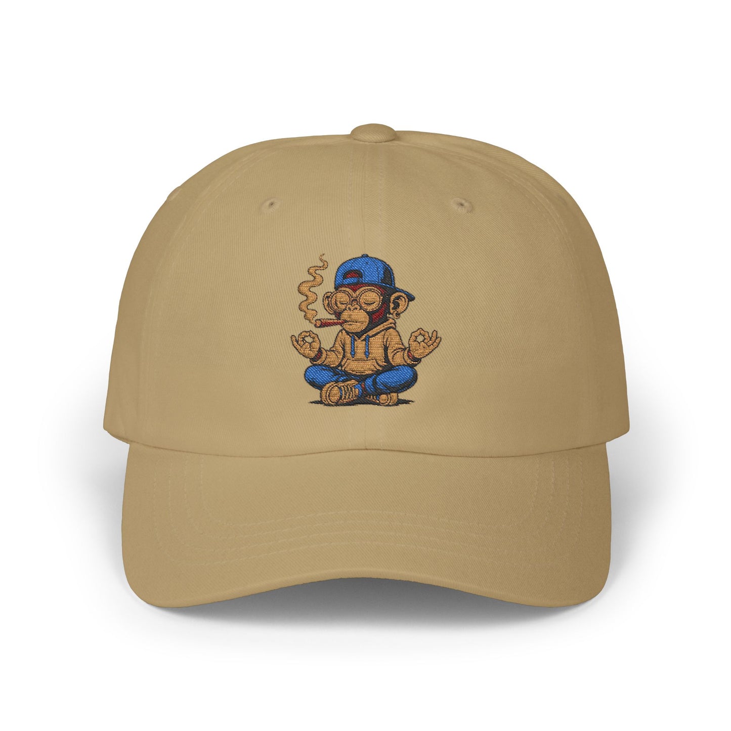 Meditative Monkey Dad Cap, Relaxed Dad Hat, Casual Cap for Dads, Gift for Father's Day, Fun Dad Accessories