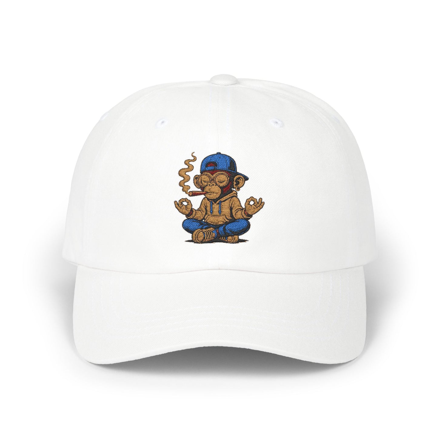 Meditative Monkey Dad Cap, Relaxed Dad Hat, Casual Cap for Dads, Gift for Father's Day, Fun Dad Accessories