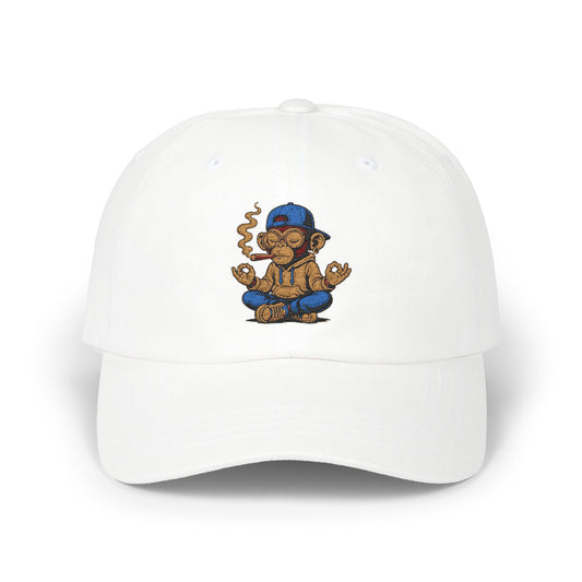 Meditative Monkey Dad Cap, Relaxed Dad Hat, Casual Cap for Dads, Gift for Father's Day, Fun Dad Accessories