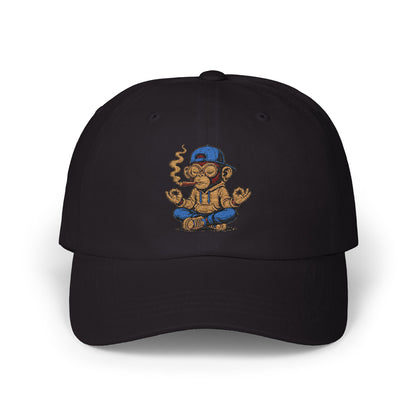Meditative Monkey Dad Cap, Relaxed Dad Hat, Casual Cap for Dads, Gift for Father's Day, Fun Dad Accessories